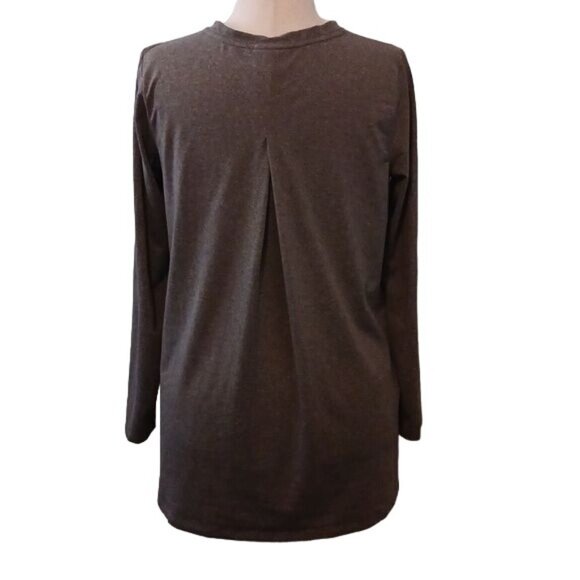 MOD Lusive Gray Crew Neck Long Sleeve Top High-Low Super Soft Tee Size L - Picture 3 of 10